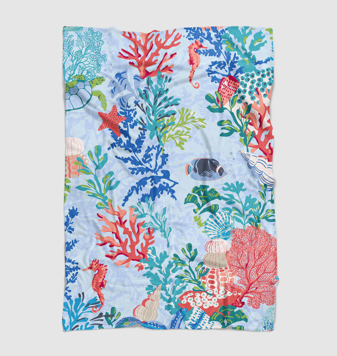 oceans with the flora and fauna Ultra soft fleece blanket