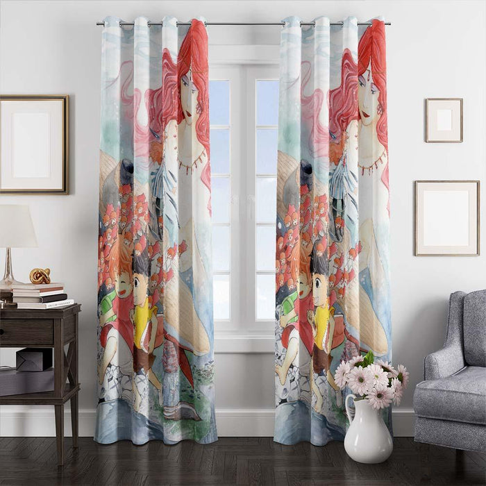 painting scene ponyo window curtains