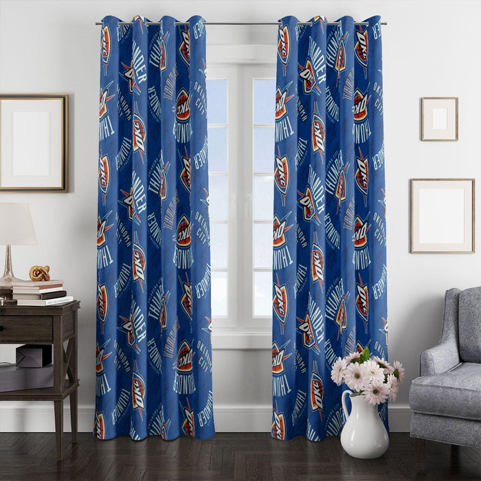 oklahoma city thunder logo pattern window Curtain