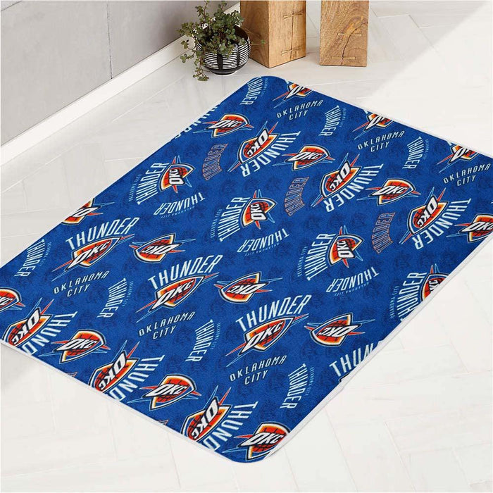 oklahoma city thunder logo pattern bath rugs