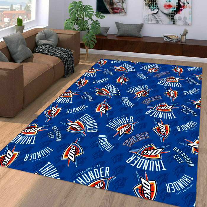 oklahoma city thunder logo pattern Living room carpet rugs