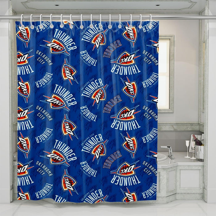 oklahoma city thunder logo pattern shower curtains