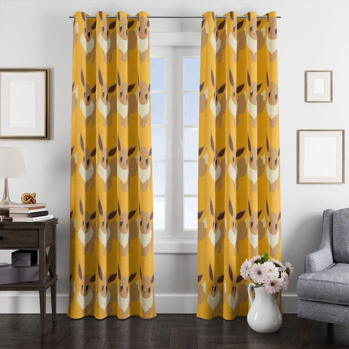 orange and brown eevee window Curtain