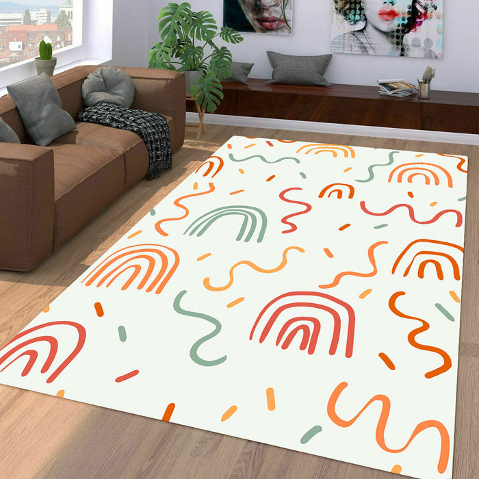 orange curves rainbow pattern Living room carpet rugs