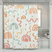 orange curves rainbow pattern shower curtains