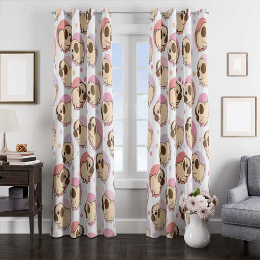 pastel dog pattern window curtains