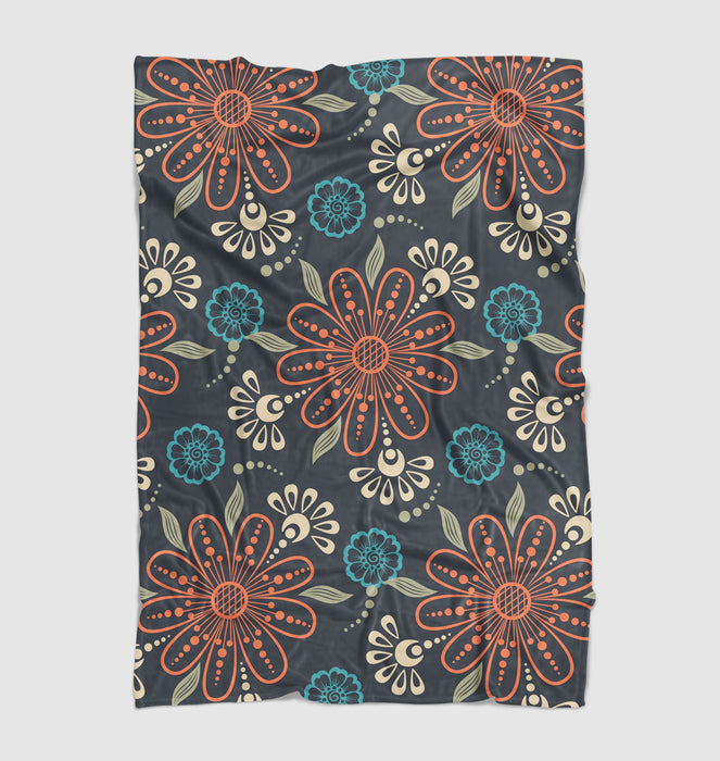 outline flower and leaf Ultra soft fleece blanket