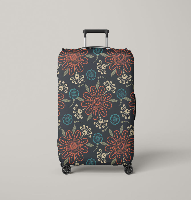 outline flower and leaf Luggage Cover | suitcase