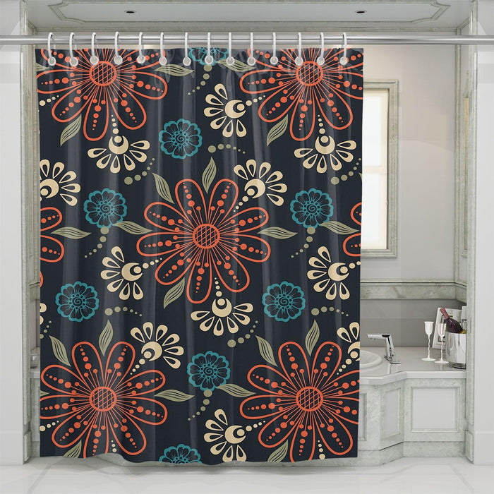 outline flower and leaf shower curtains