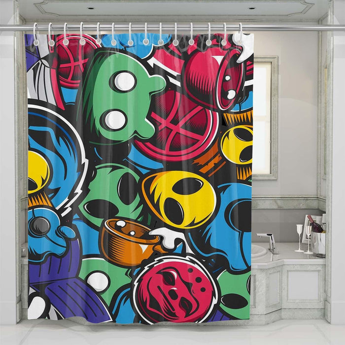 pattern cartoon icon shower curtains