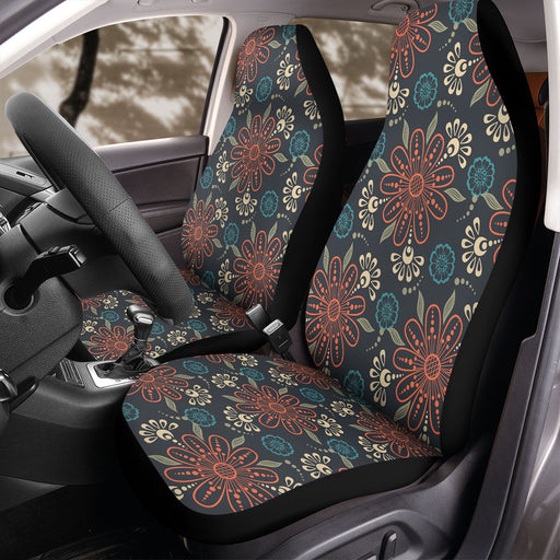 outline flower and leaf Car Seat Covers