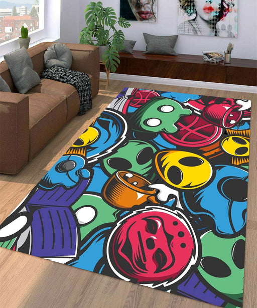 pattern cartoon icon Living room carpet rugs