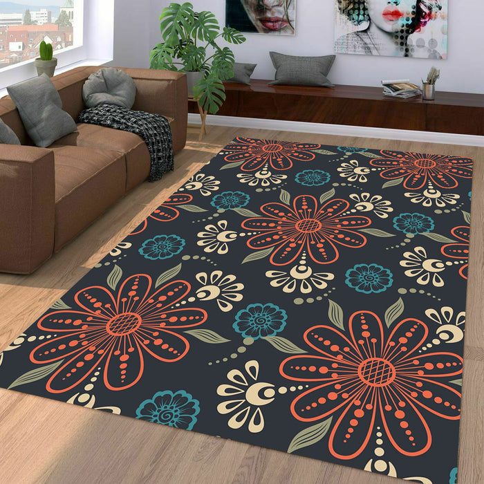 outline flower and leaf Living room carpet rugs