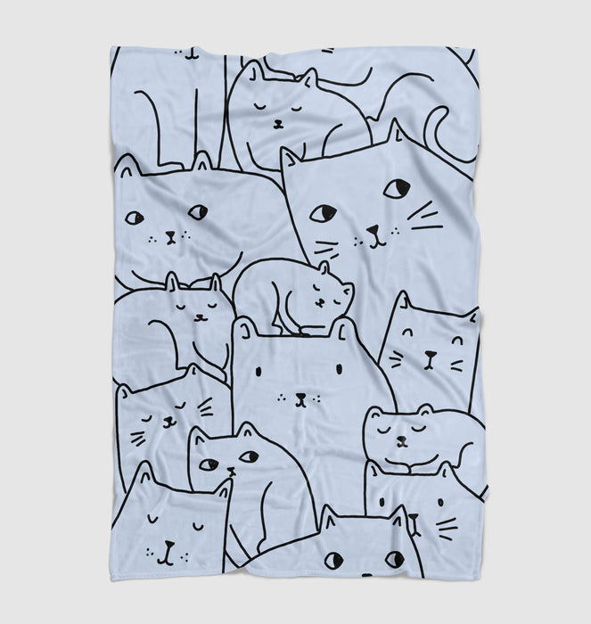 outline of cats expressions illustration Ultra soft fleece blanket