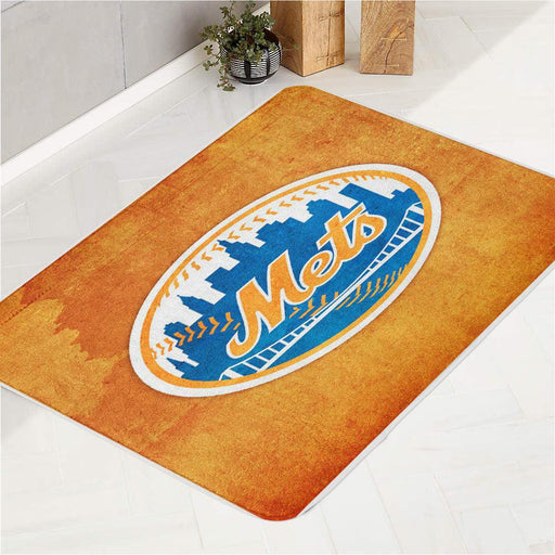 paper vintage new york mets logo bath rugs