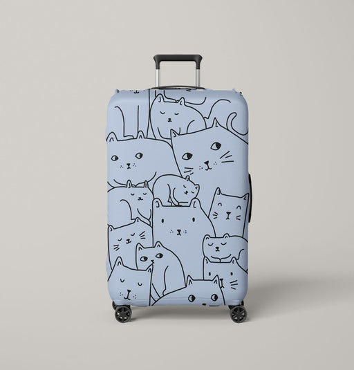 outline of cats expressions illustration Luggage Cover | suitcase