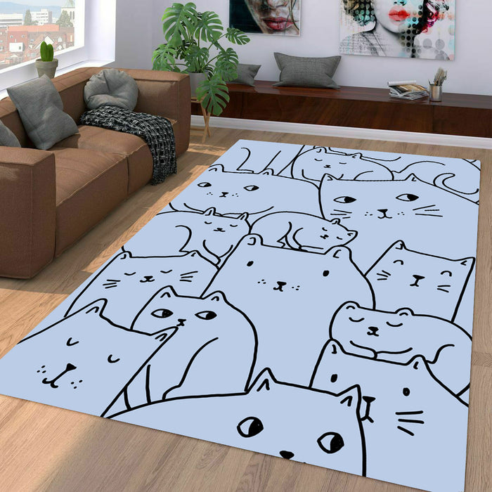 outline of cats expressions illustration Living room carpet rugs