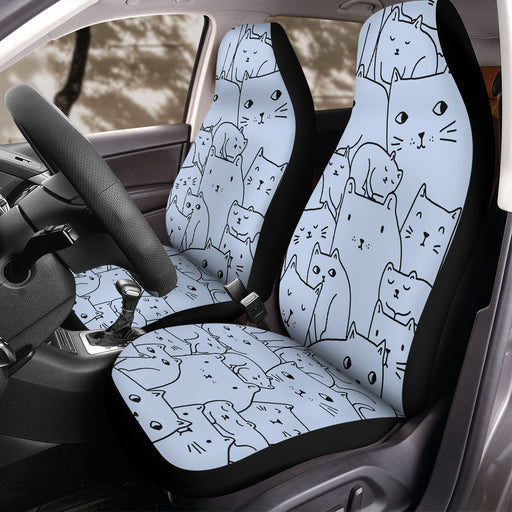 outline of cats expressions illustration Car Seat Covers