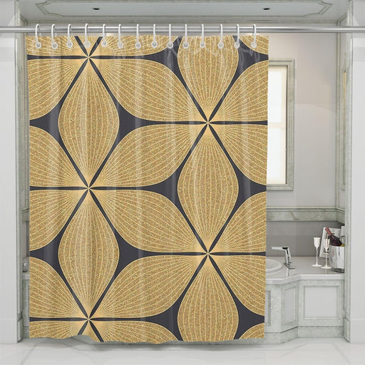 oval gold lines pattern fancy shower curtains