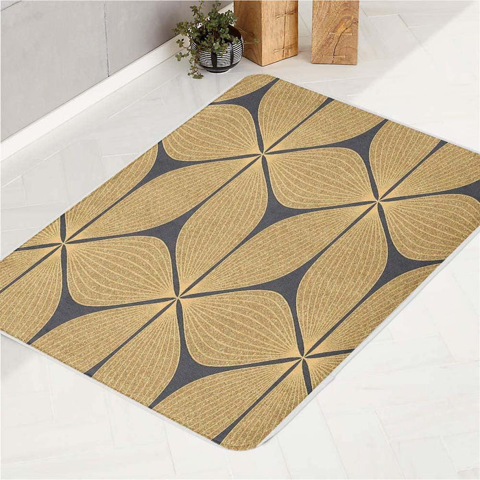 oval gold lines pattern fancy bath rugs