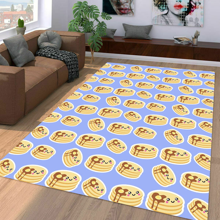 pancakes with chocolate and cute face Living room carpet rugs