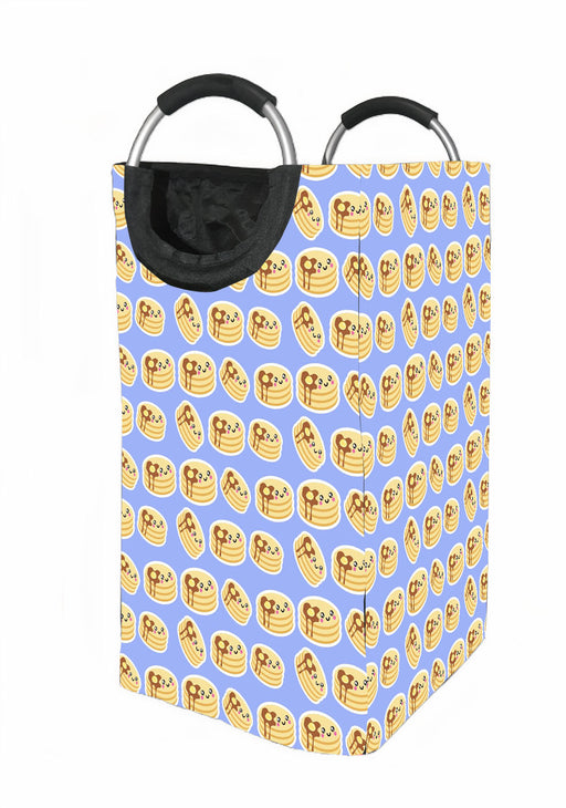 pancakes with chocolate and cute face Laundry Hamper | Laundry Basket