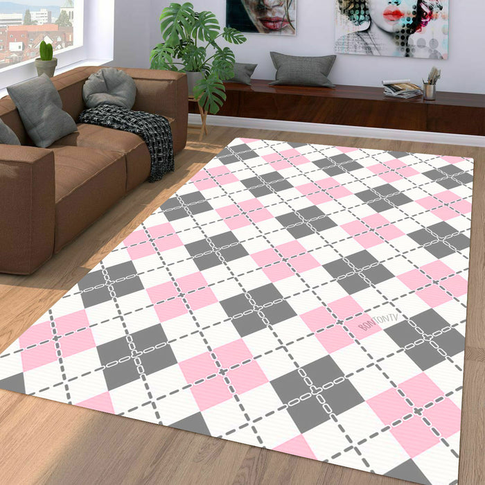 pastel color square and line Living room carpet rugs