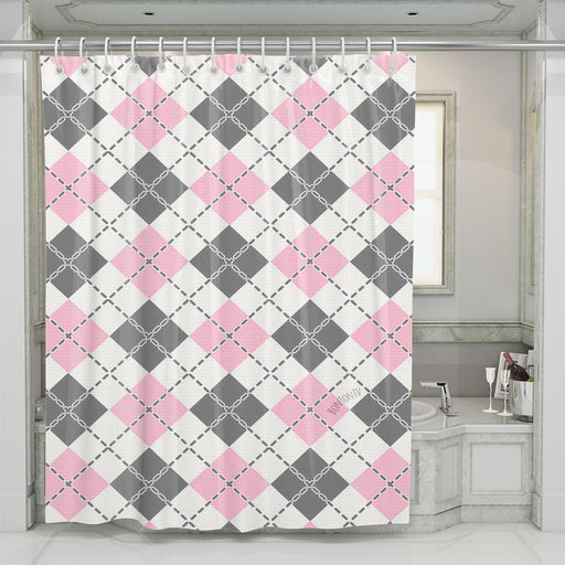 pastel color square and line shower curtains