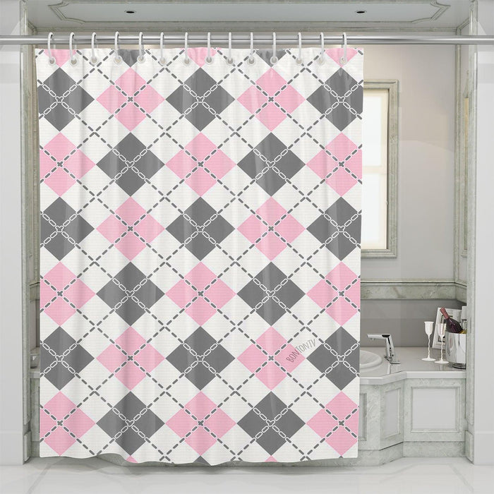 pastel color square and line shower curtains