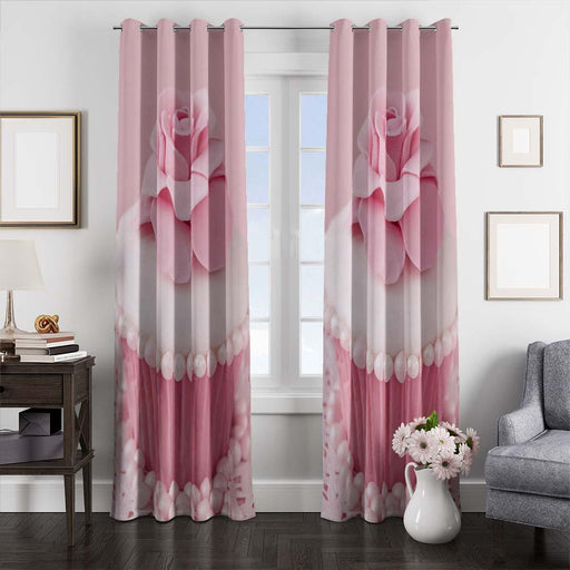 pink cupcake aesthetic window curtains