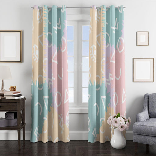 pastel yellow aesthetic theme window Curtain