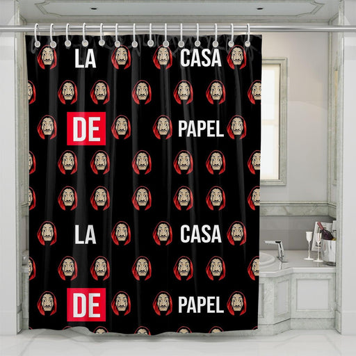 pattern bella ciao mask la casa de papel shower curtains