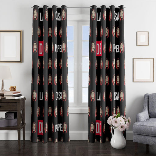 pattern bella ciao mask la casa de papel window Curtain