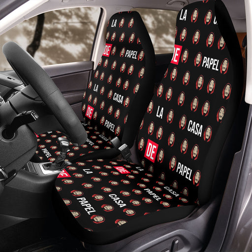 pattern bella ciao mask la casa de papel Car Seat Covers