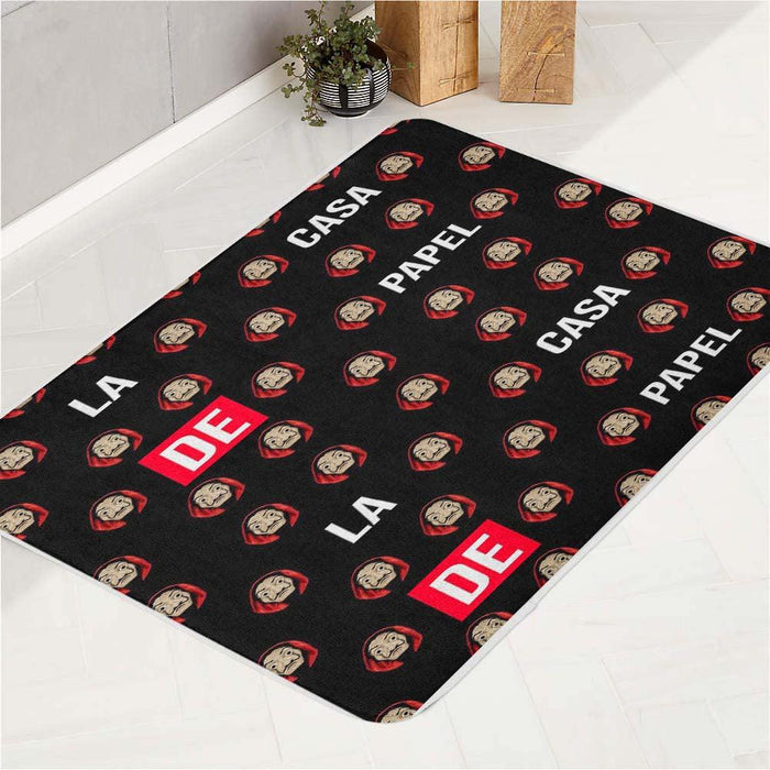 pattern bella ciao mask la casa de papel bath rugs