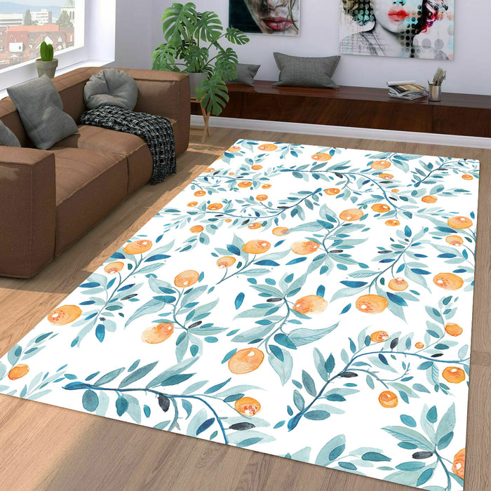 pattern of orange and leafs Living room carpet rugs