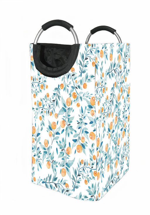 pattern of orange and leafs Laundry Hamper | Laundry Basket