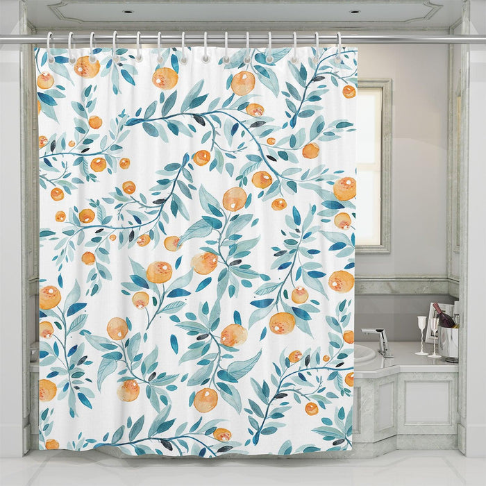 pattern of orange and leafs shower curtains