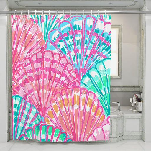 pearl sell drawing blue and pink shower curtains