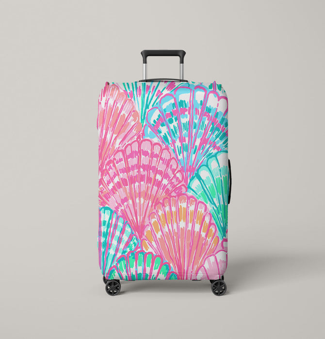 pearl sell drawing blue and pink Luggage Cover | suitcase