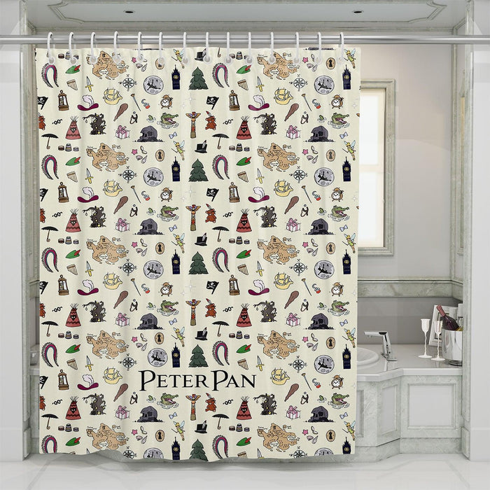 peterpan stuff icon movie animation disney shower curtains