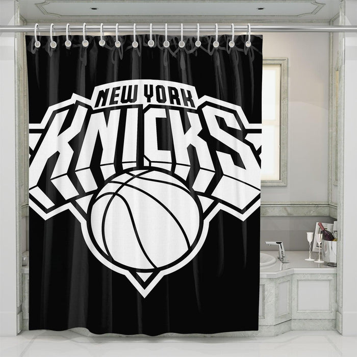 only white new york knicks logo shower curtains