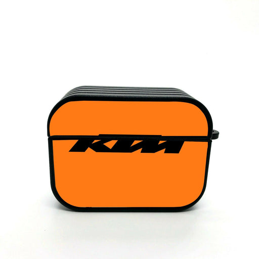 orange ktm racing logo black airpod case