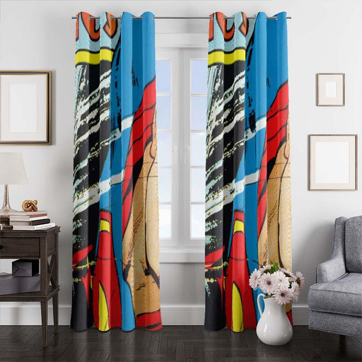 pop art comic superman window curtains