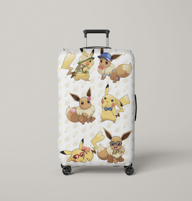 pikachu and eevee pokemon Luggage Cover | suitcase