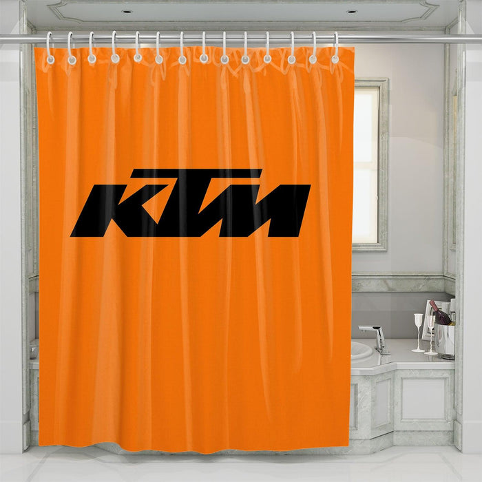 orange ktm racing logo black shower curtains