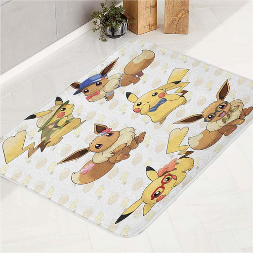 pikachu and eevee pokemon bath rugs