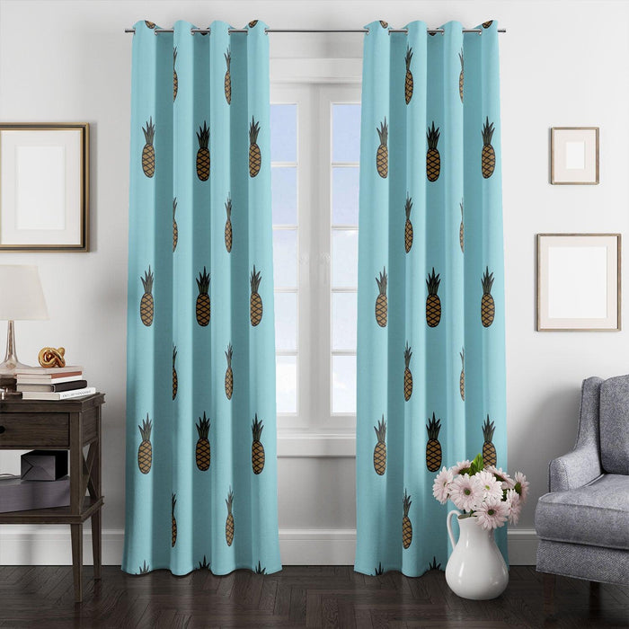 pineapple blue pattern fruit window Curtain