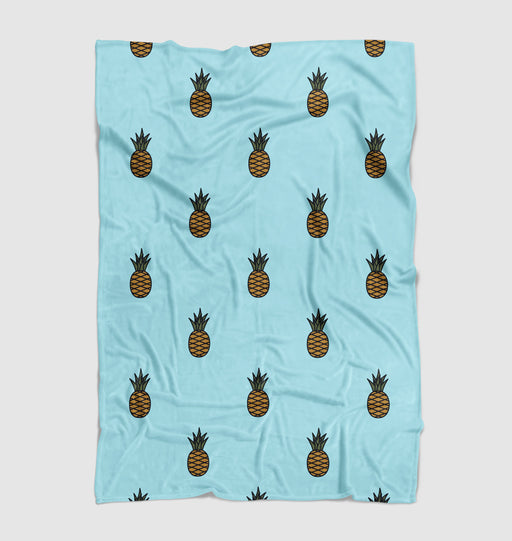 pineapple blue pattern fruit Ultra soft fleece blanket