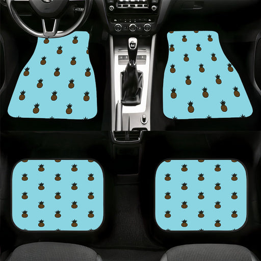 pineapple blue pattern fruit Car floor mats Universal fit